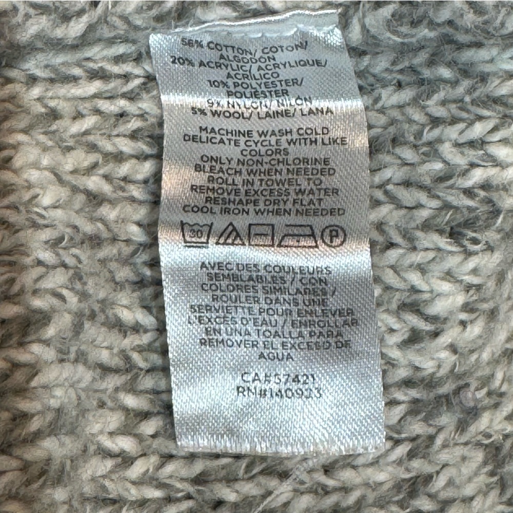 LOFT Cowl Neck Patch Pocket Tunic Sweater | Gray & White | Size XS - Picture 7 of 9